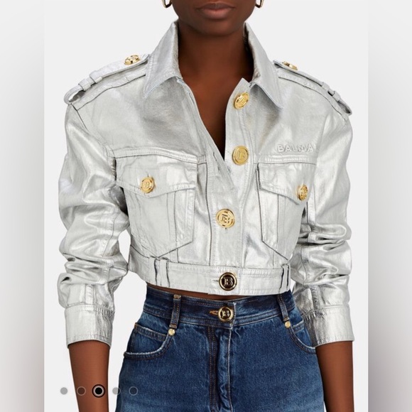 Balmain Jackets & Blazers - BALMAIN
Metallic-Effect Cropped Denim Jacket